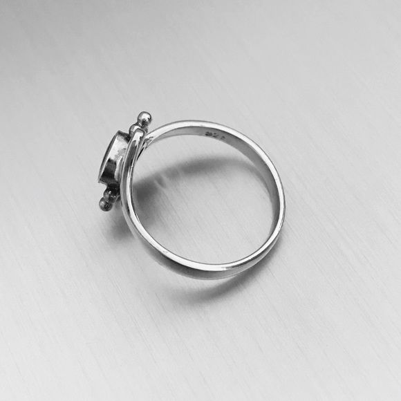 Sterling Silver Black Onyx Ring, Dainty Stone Rings, Solitaire Jewelry - Picture 7 of 8